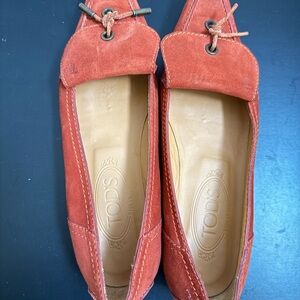 Tod's Orange(brick color) Suede Loafers with Silver Accent n size 6